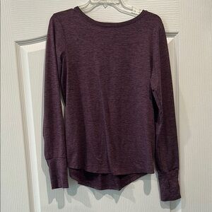 Purple Long Sleeve Fitted Hoodie with Crew Neck